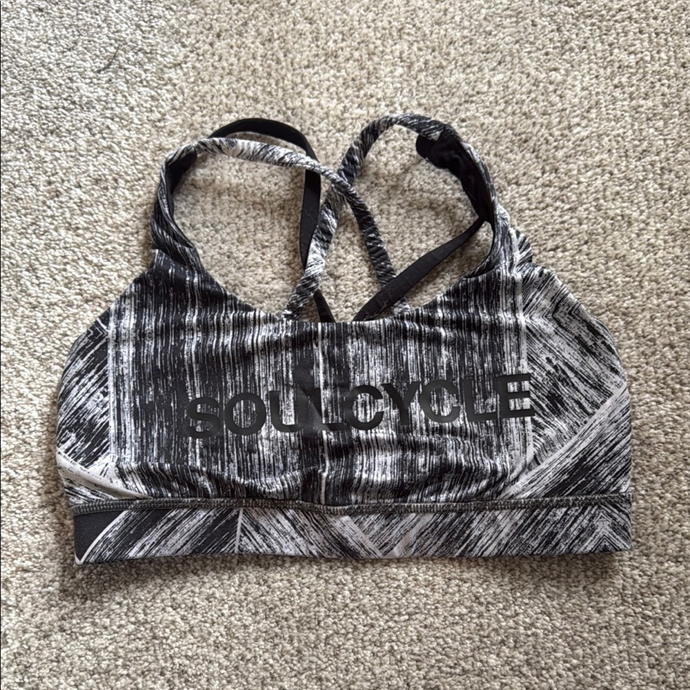 Lululemon Size 6 SoulCycle Women's Black and Gray Sports Bra